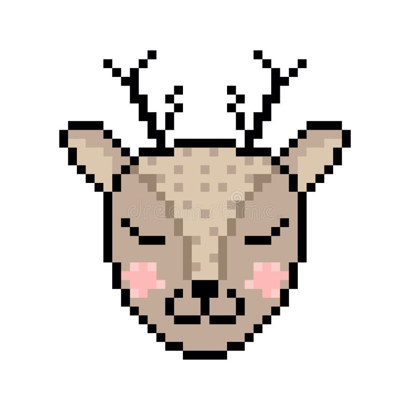 Deer Head in Pixel Art Style Stock Vector Illustration of design