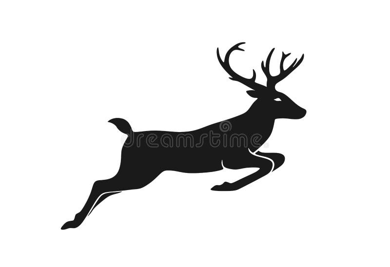 Deer jumping. element of Christmas design. Christmas symbol. isolated vector silhouette image stock illustration