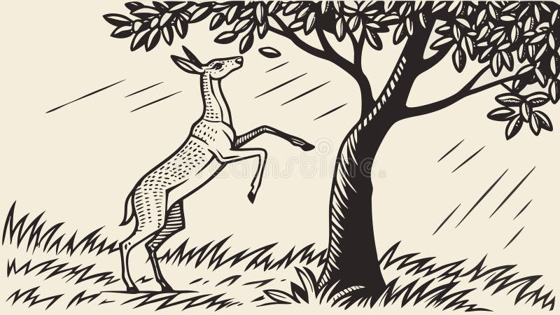 Deer Jumping Over Log in Forest, Wildlife Movement, vector design Generative AI royalty free illustration