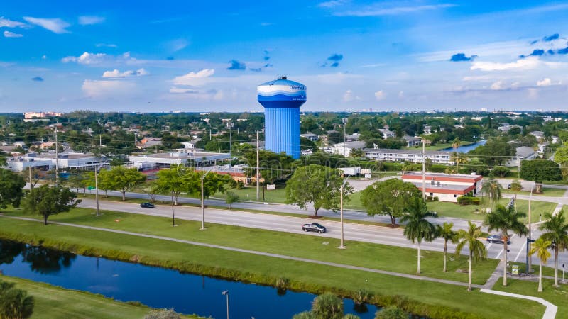 Aerial view on Deerfield Beach city at sunny day stock image