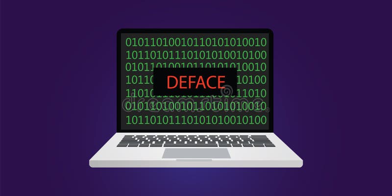 Deface website hacking concept illustration with laptop or notebook stock illustration