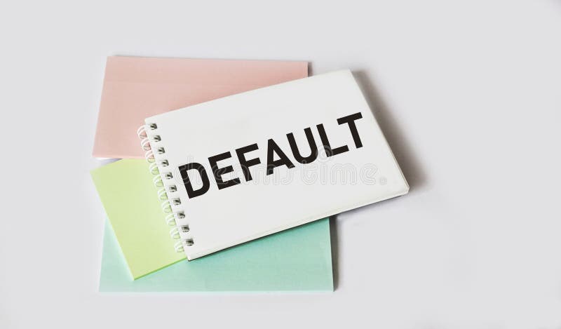 Default word written on notepad and white background. default text in notepad, concept