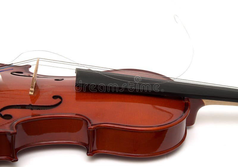 A violin with one broken string. A violin with one broken string