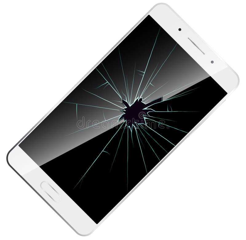 Defekte Telefonschirmikone Vector Illustration weißen modernen Smartphone mit zerbrochenem Glas lizenzfreie abbildung Defekte Telefonschirmikone Vector Illustration weißen modernen Smartphone mit zerbrochenem Glas lizenzfreie abbildung