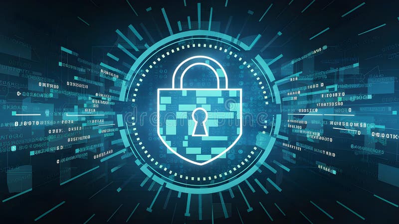Apărarea rețelelor digitale împotriva atacurilor cibernetice și a ransomware-ului cu tehnologie avansată. concept stock illustration