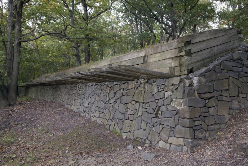 Defensive Breastwork at Reconstructed Revolutionary War encampment Fort Lee NJ