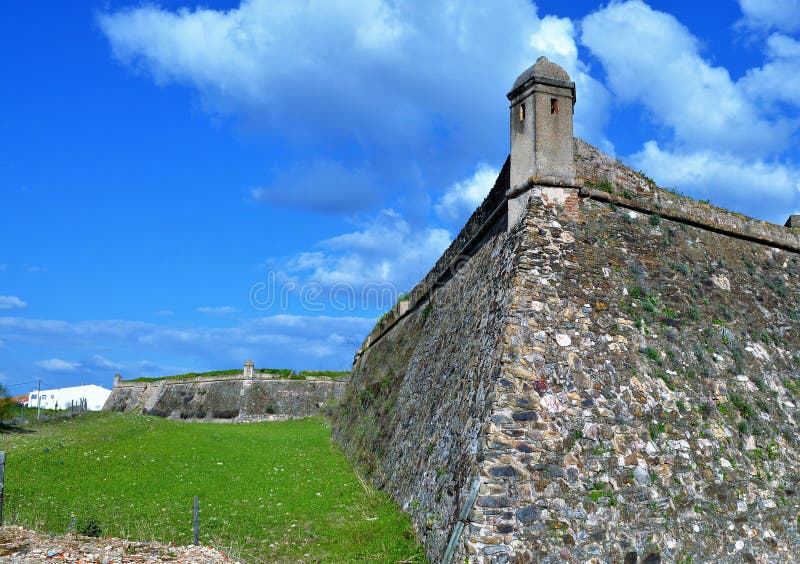 The defensive wall of Juromenha stock photo The defensive wall of Juromenha stock photo