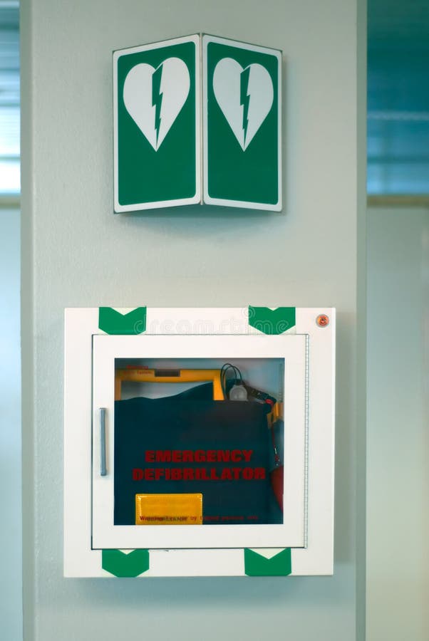 Emergency defibrillator at the airport. Emergency defibrillator at the airport