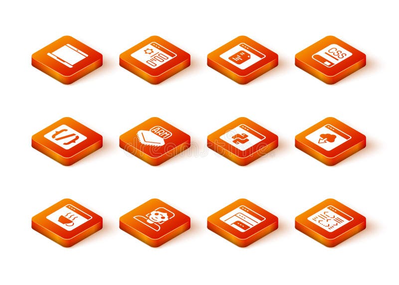 Definir hacker de software ou dados de tecnologia de nuvem do processador de sintaxe de linguagem de programação de coder ilustração stock