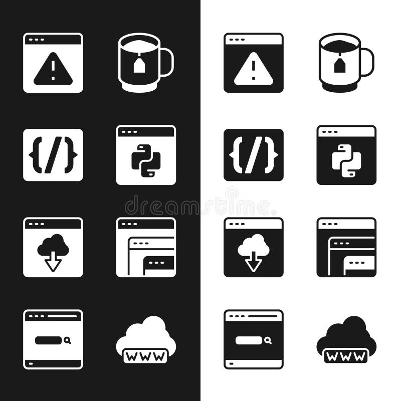 Definir navegador de sintaxe de programação de linguagem de programação de python com a tecnologia de nuvem de xícara de xícara de ilustração royalty free