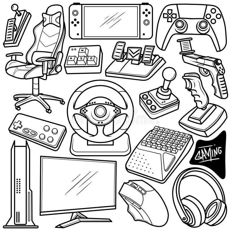 Jogos de computador - conjunto de doodles imagem vetorial de topform©  61494765