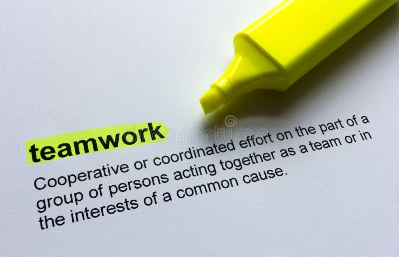 Definition der Teamwork, hervorgehoben in der Farbe