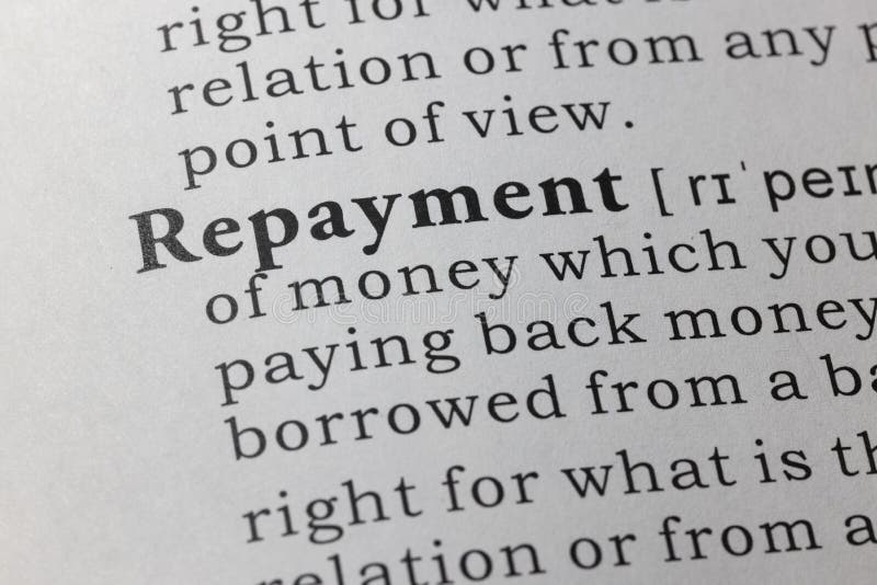 Definition of repayment stock photo. Image of definition 230872752