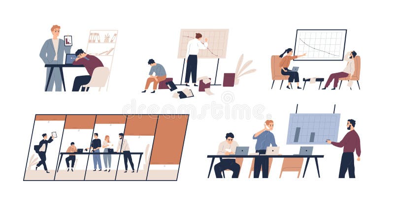 Definição de ilustrações de vetor plano com problema de negócios Redução dos lucros, diminuição da notação, conceito de falência ilustração stock Definição de ilustrações de vetor plano com problema de negócios Redução dos lucros, diminuição da notação, conceito de falência ilustração stock