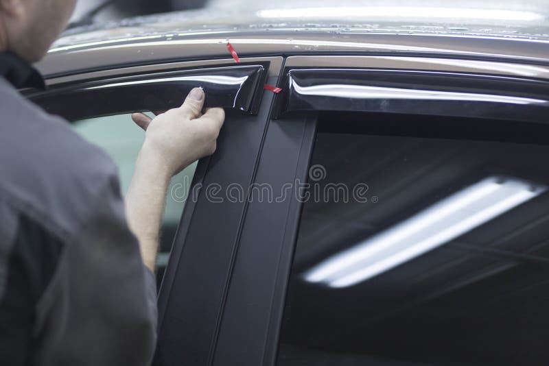 Deflectors for Side Windows of the Car.Car Accessory Stock Photo