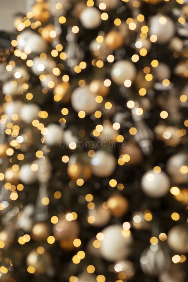 Defocused Gold Abstract Christmas Background. Texture Bokeh Stock Image