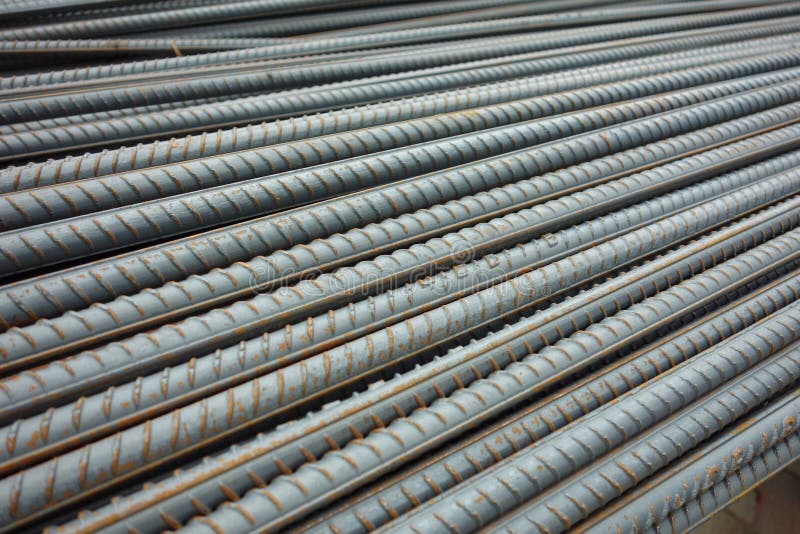 Deformed Steel Bars Used Reinforce Cement Concrete on Floor for