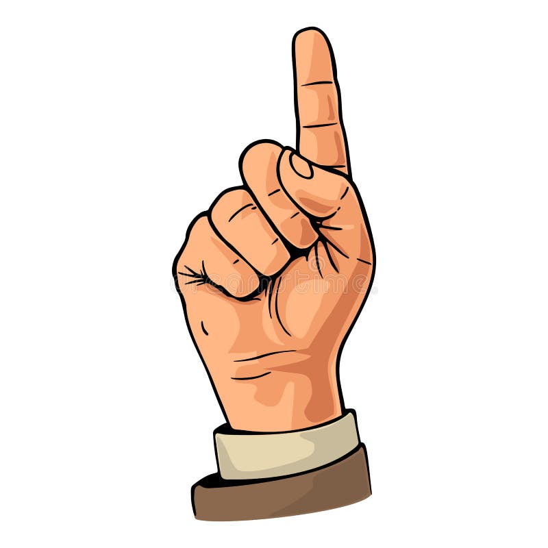 Deget arătător. numărul unu semn mână. vector illustration