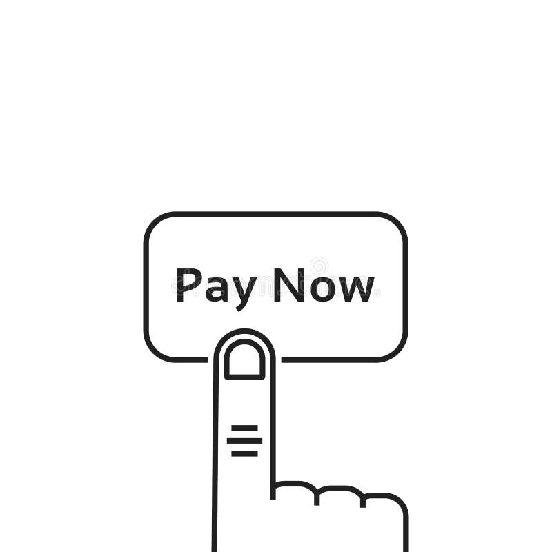 Deget negru și plată acum buton linie subțire vector illustration