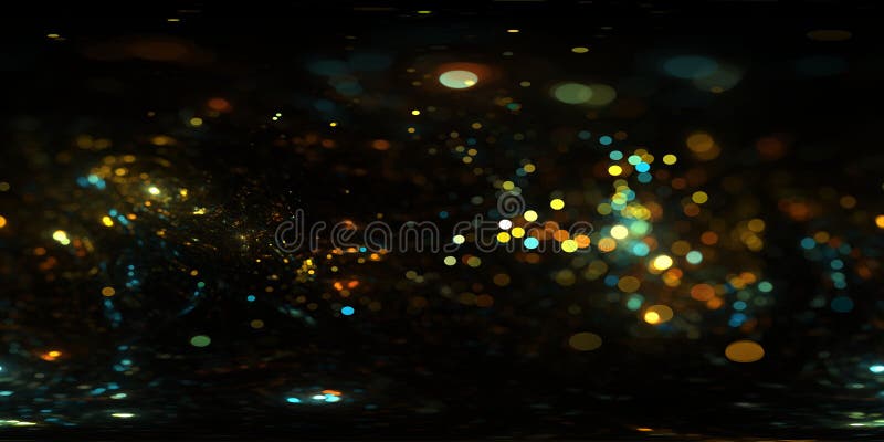 360 degree abstract bokeh lights, equirectangular projection, environment map. HDRI spherical panorama stock illustration
