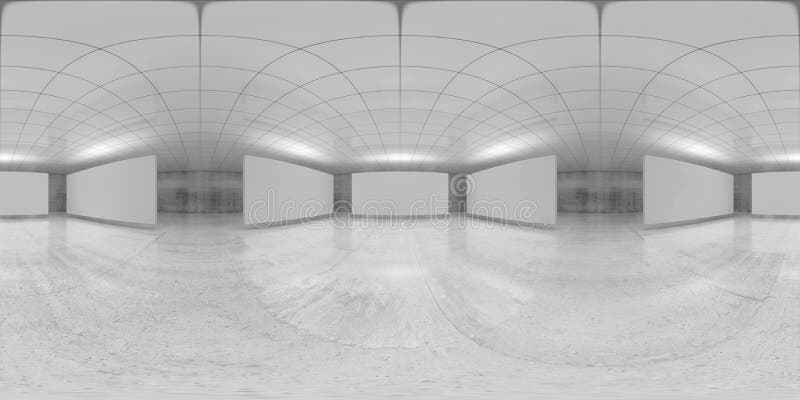 360 degree panorama, empty white hall, 3 d royalty free illustration