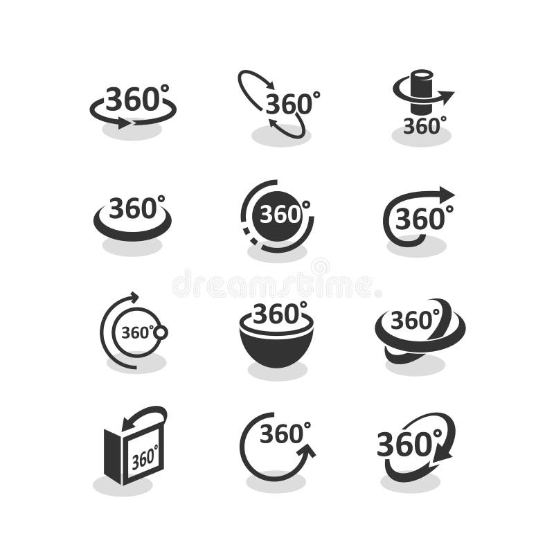 Angles 45, 90, 180 and 360 Degrees Vector Icons Set Stock Vector -  Illustration of element, rotation: 75523928