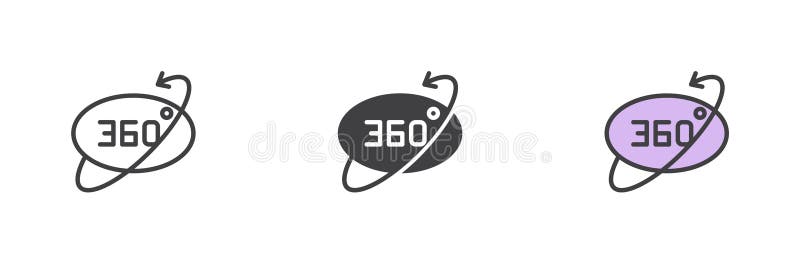 360 degree view different style icon set vector illustration
