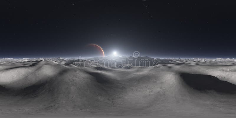360 degree view from Jupiter`s moon, equirectangular projection, environment map. HDRI spherical panorama. Space background