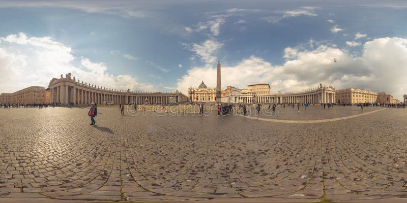 360 degree Virtual Reality Panoramic view of Vatican city, Rome stock images
