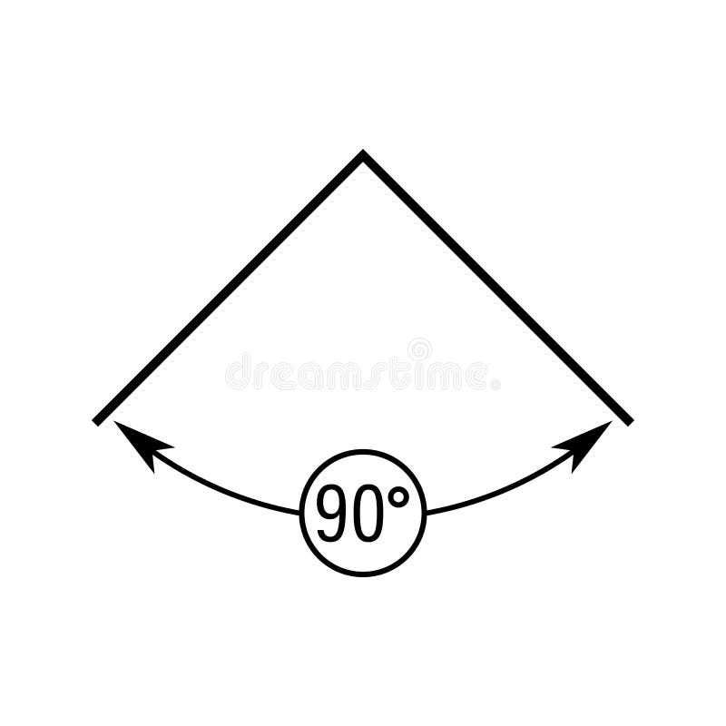 90 Degrees Angle Vector Icon. Right Angle Symbol with Arrow. Isolated