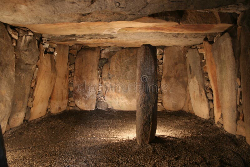 The interior view of the 'Dehus Dolmen' neolithic tomb in Guernsey. The interior view of the 'Dehus Dolmen' neolithic tomb in Guernsey.