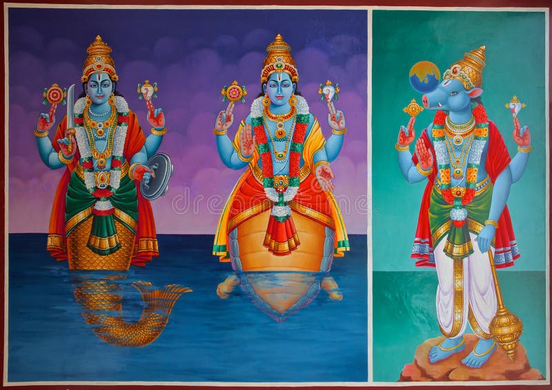 Divinità indù su un soffitto di tempio fotografia stock libera da diritti