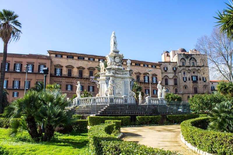 View of the famous Palazzo dei Normanni, Royal Palace, in Palermo, today it is the seat of the regional parliament of Sicily. View of the famous Palazzo dei Normanni, Royal Palace, in Palermo, today it is the seat of the regional parliament of Sicily