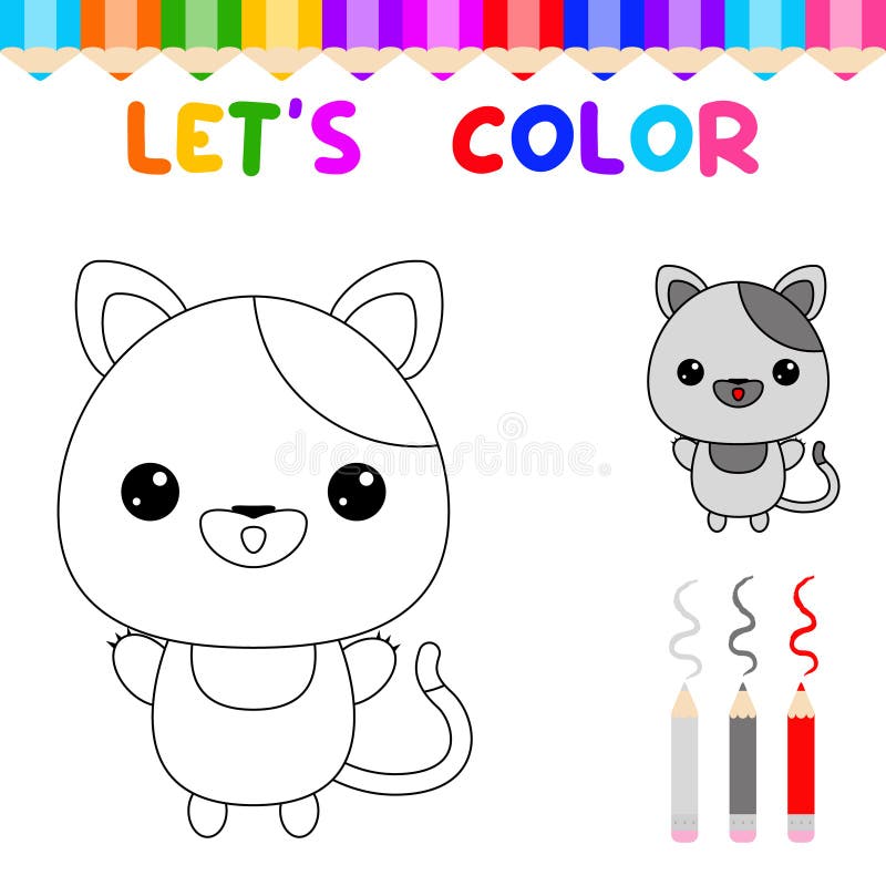 Deixa Colorir Animais Bonitos Colorido Livro Para Crianças Pequenas. Jogo  Educativo Para Crianças. Pintar O Gato Ilustração do Vetor - Ilustração de  colorido, infantil: 256023070