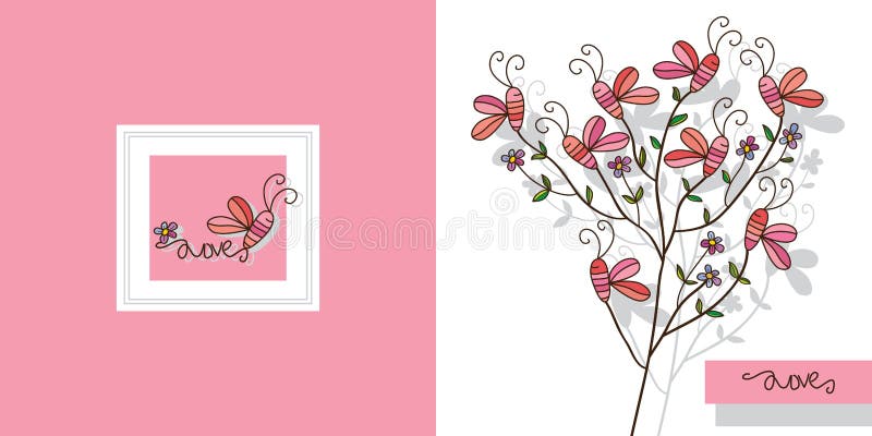 Dekor för växt för fjärilsblomma vektor illustrationer