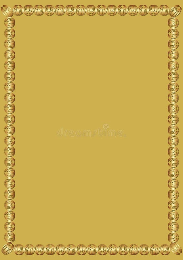 Dekoracyjna luksusowa złota rama na złotym tle Granica z 3d embossed skutek Elegancki szablon dla a ilustracji Dekoracyjna luksusowa złota rama na złotym tle Granica z 3d embossed skutek Elegancki szablon dla a ilustracji