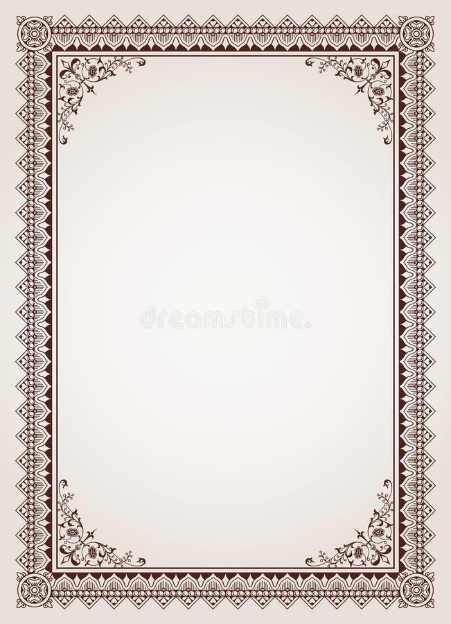 Decorative border frame background certificate template vector. Decorative border frame background certificate template vector