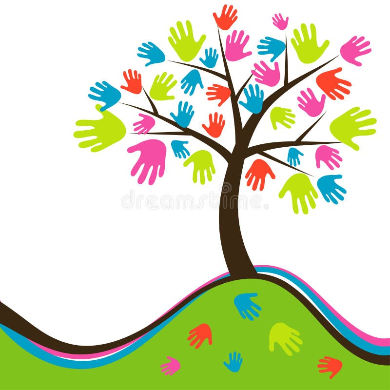 Dekorativ abstrakt handtree, vektor stock illustrationer