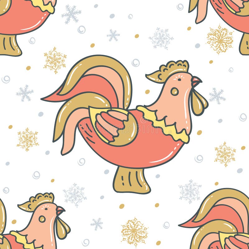 Dekorativ tupp med snöflingor white för vektor för bakgrundsillustrationhaj royaltyfri illustrationer Dekorativ tupp med snöflingor white för vektor för bakgrundsillustrationhaj royaltyfri illustrationer