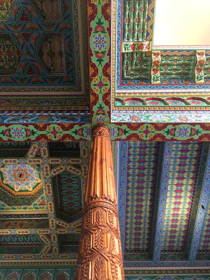 An image from the hand painted ceiling of the famous Dushanbe, Tajikistan tea house crafted by hand and gifted to the city of Boulder Colorado,. An image from the hand painted ceiling of the famous Dushanbe, Tajikistan tea house crafted by hand and gifted to the city of Boulder Colorado,