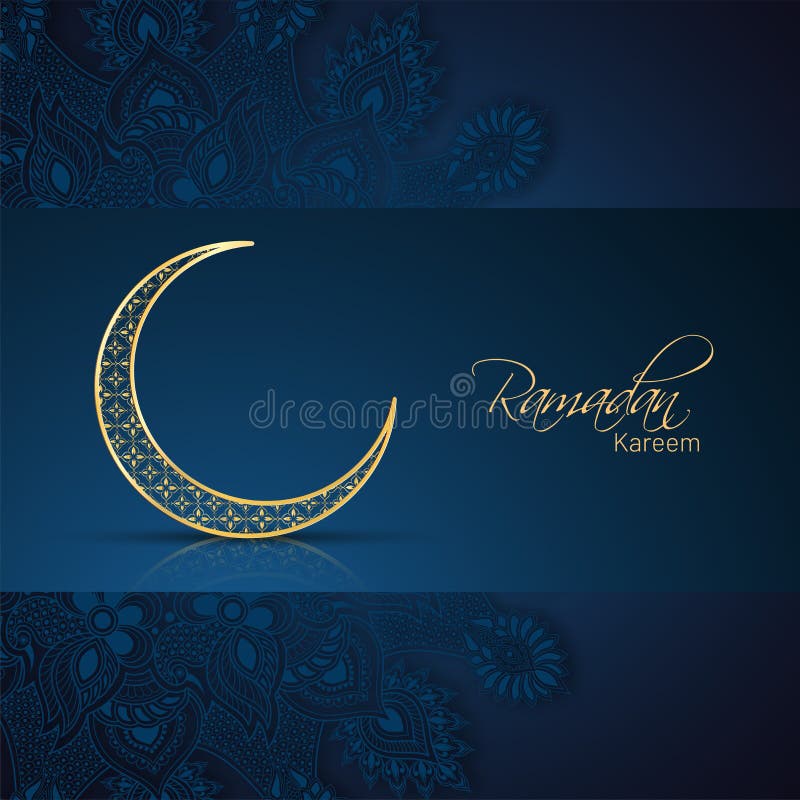 Dekorative sichelförmige Mondillustration und verzierter blauer Blumenhintergrund für Ramadan Kareem lizenzfreie abbildung Dekorative sichelförmige Mondillustration und verzierter blauer Blumenhintergrund für Ramadan Kareem lizenzfreie abbildung