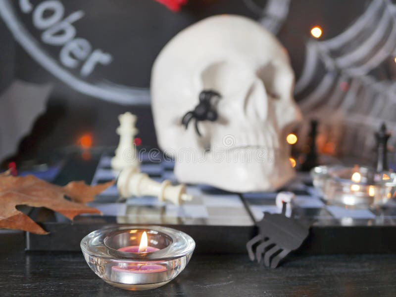 Dekorative Zusammensetzung für Innenausstattung für Halloween stockfoto Dekorative Zusammensetzung für Innenausstattung für Halloween stockfoto
