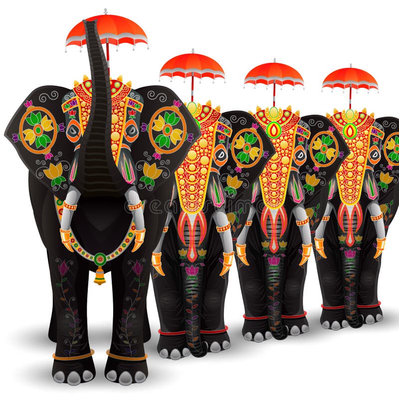 Dekorerad elefant av södra Indien