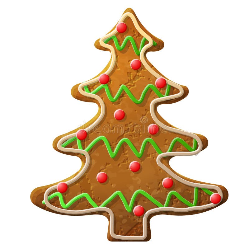 Dekorerad kulör isläggning för pepparkakajulträd royaltyfri illustrationer Dekorerad kulör isläggning för pepparkakajulträd royaltyfri illustrationer