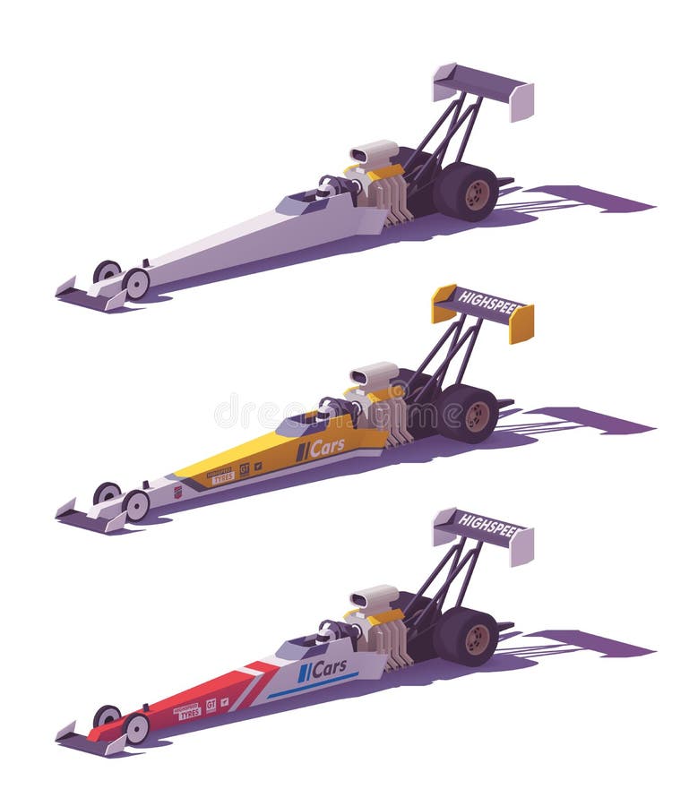 Del vector dragsters superiores polivinílicos del combustible bajo ilustración del vector Del vector dragsters superiores polivinílicos del combustible bajo ilustración del vector