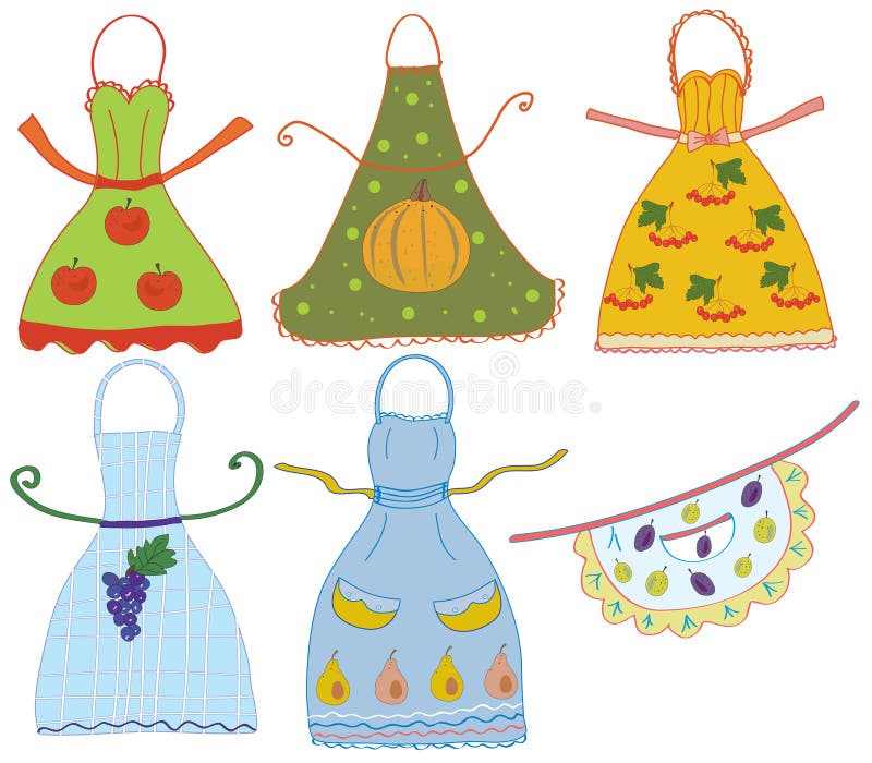Apron set with vegetables and fruits. Apron set with vegetables and fruits