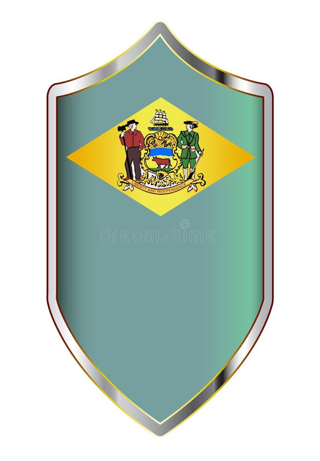 Delaware State Flag On A Crusader Style Shield royalty free illustration