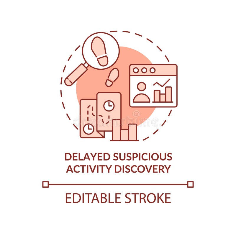 Delayed Suspicious Activity Discovery Red Concept Icon Stock Vector