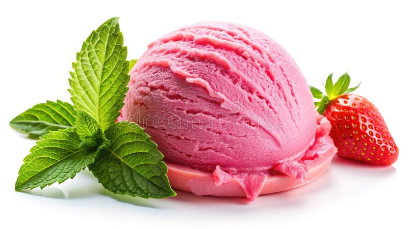 A Delectable Scoop of Strawberry Mint Ice Cream A Refreshing Summer Treat vector illustration