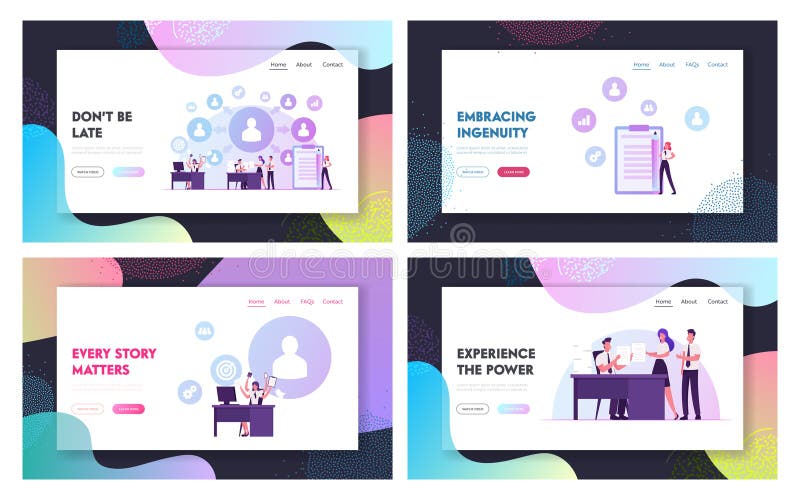 Delegation of Responsibilities, Productivity and Working Efficiency Website Landing Page Set. Business Leaders